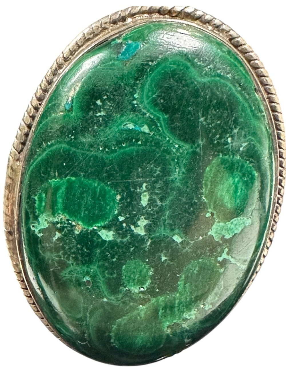Vtg Sterling 925 Huge 50CT Malachite Split Shank Ring Sz 13 OOAK Handmade Unisex